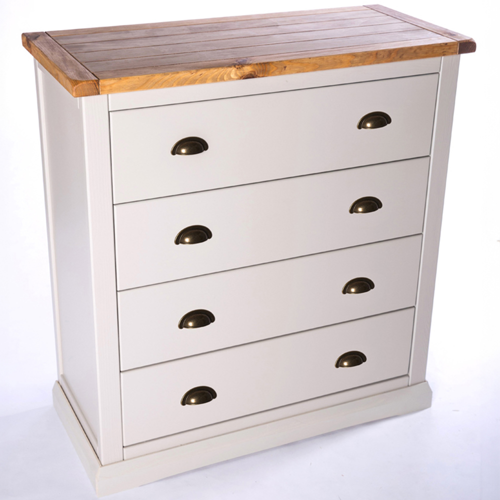 Loreo 4 Drawer Light Grey Chest of Drawers with Brass Cup Handles Image 4