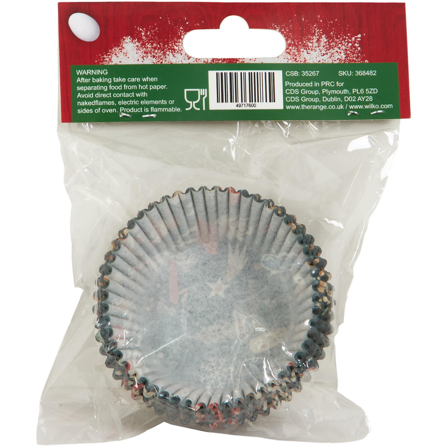 Pack of 100 Christmas Patterned Cupcake Cases - Green Image 2