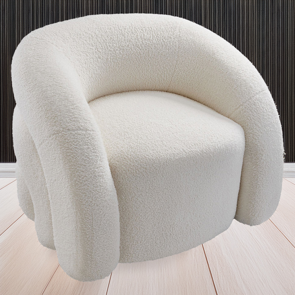 Living and Home White Velvet Artistic Wraparound Armchair Image 1