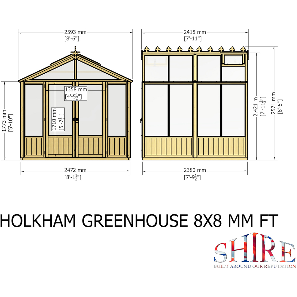 Shire Holkham Wooden 8 x 8ft Apex Greenhouse Image 9
