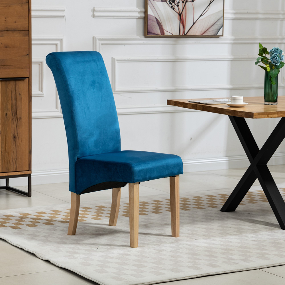 Artemis Home Rimini Set of 2 Blue Velvet Fabric Dining Chair Image 3