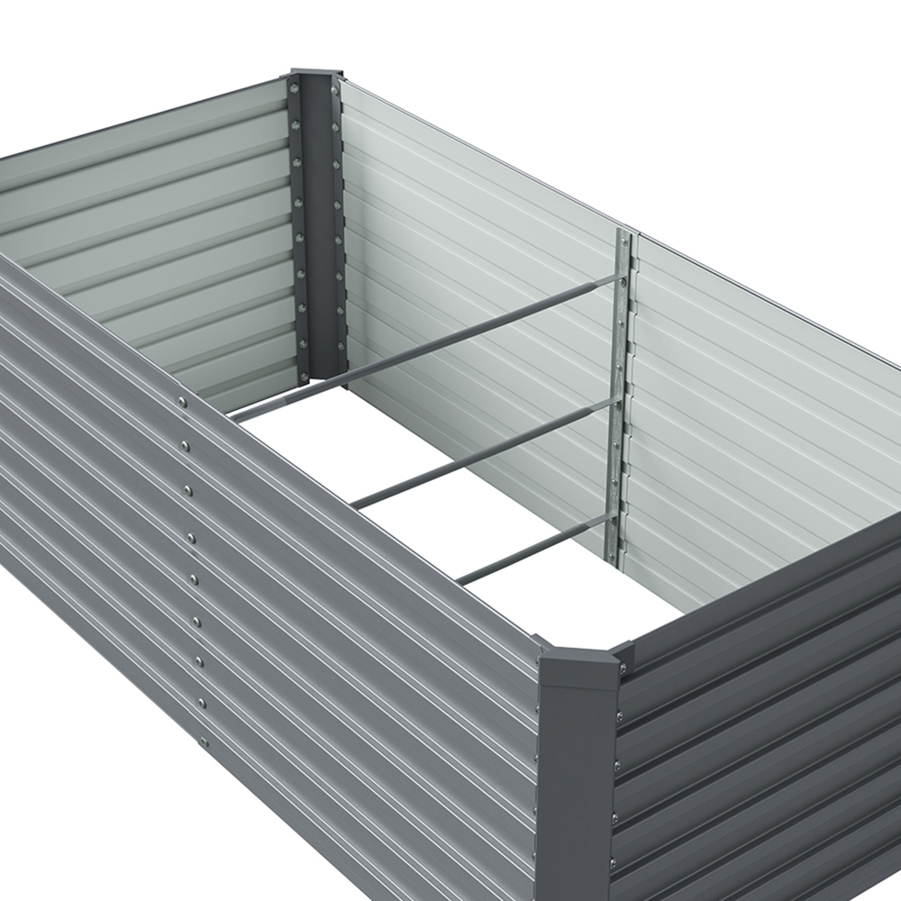 Living and Home Grey Large Rectangular Galvanised Steel Raised Garden Bed 160 x 80cm Image 4