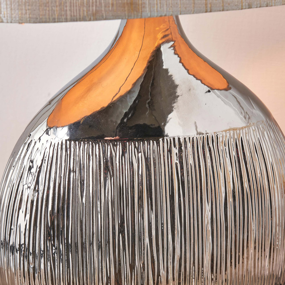 Pacific Lifestyle Gemini Silver Etched Ceramic Table Lamp Image 3