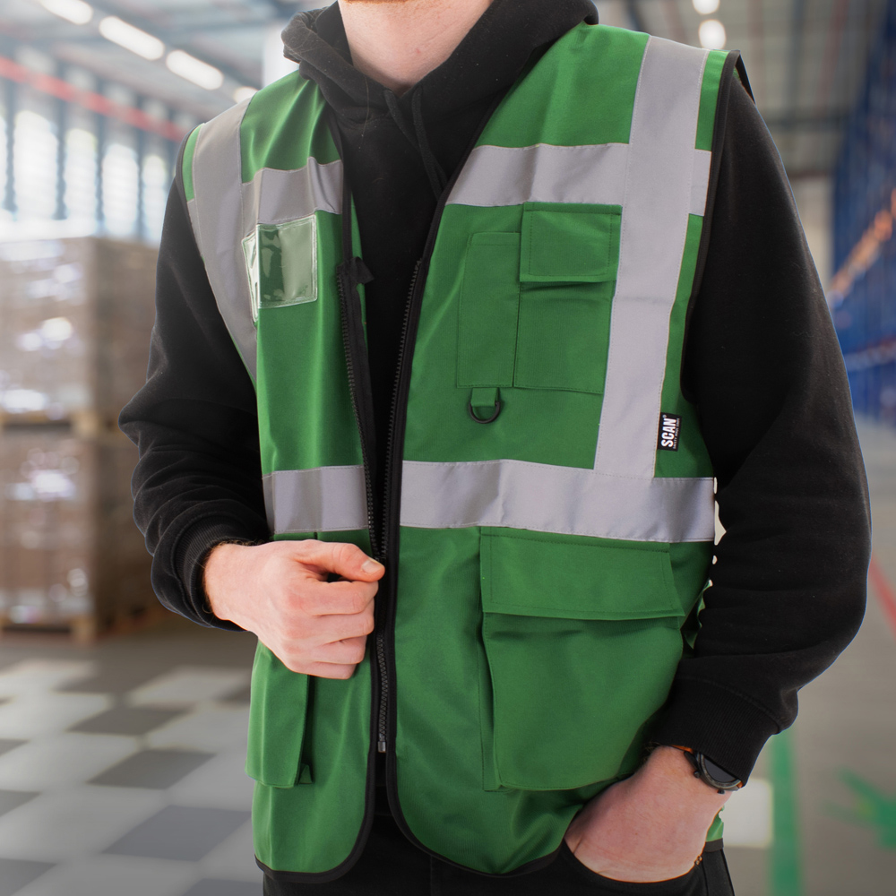 Scan Hi Visibility Utility Waistcoat XL Green Image 2