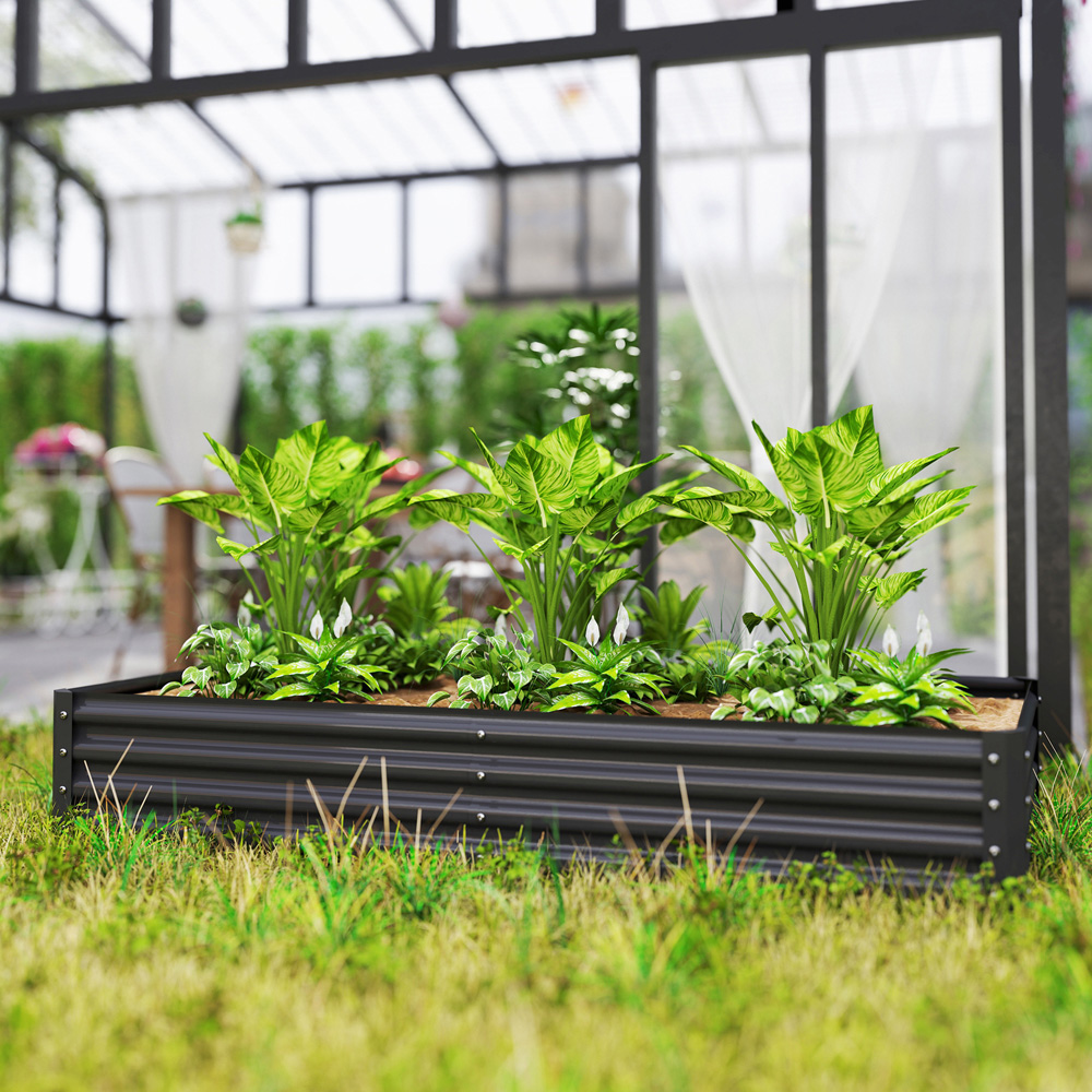 Outsunny Dark Grey Galvanised Steel Raised Garden Bed 30 x 180 x 90cm Image 3