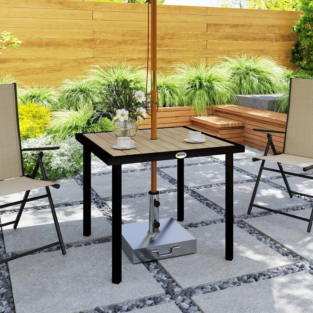 Outsunny 4 Seater Garden Table with Parasol Hole Brown Image 4