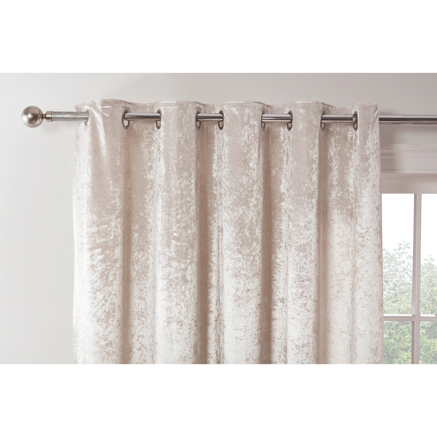 Divante Ivory Crushed Velvet Eyelet Curtains 183 x 168cm Image 3