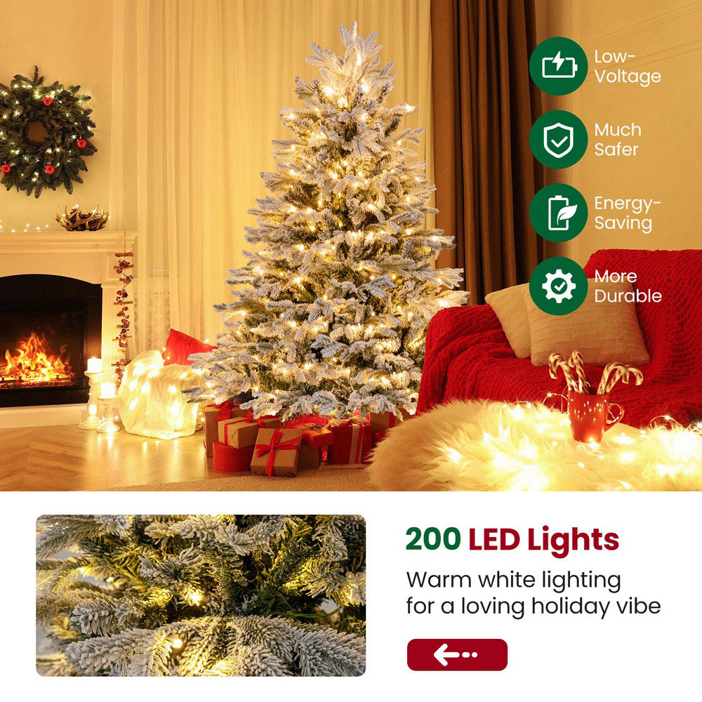 Costway Pre Lit Flocked Warm White LED Artificial Christmas Tree 4.5ft Image 7