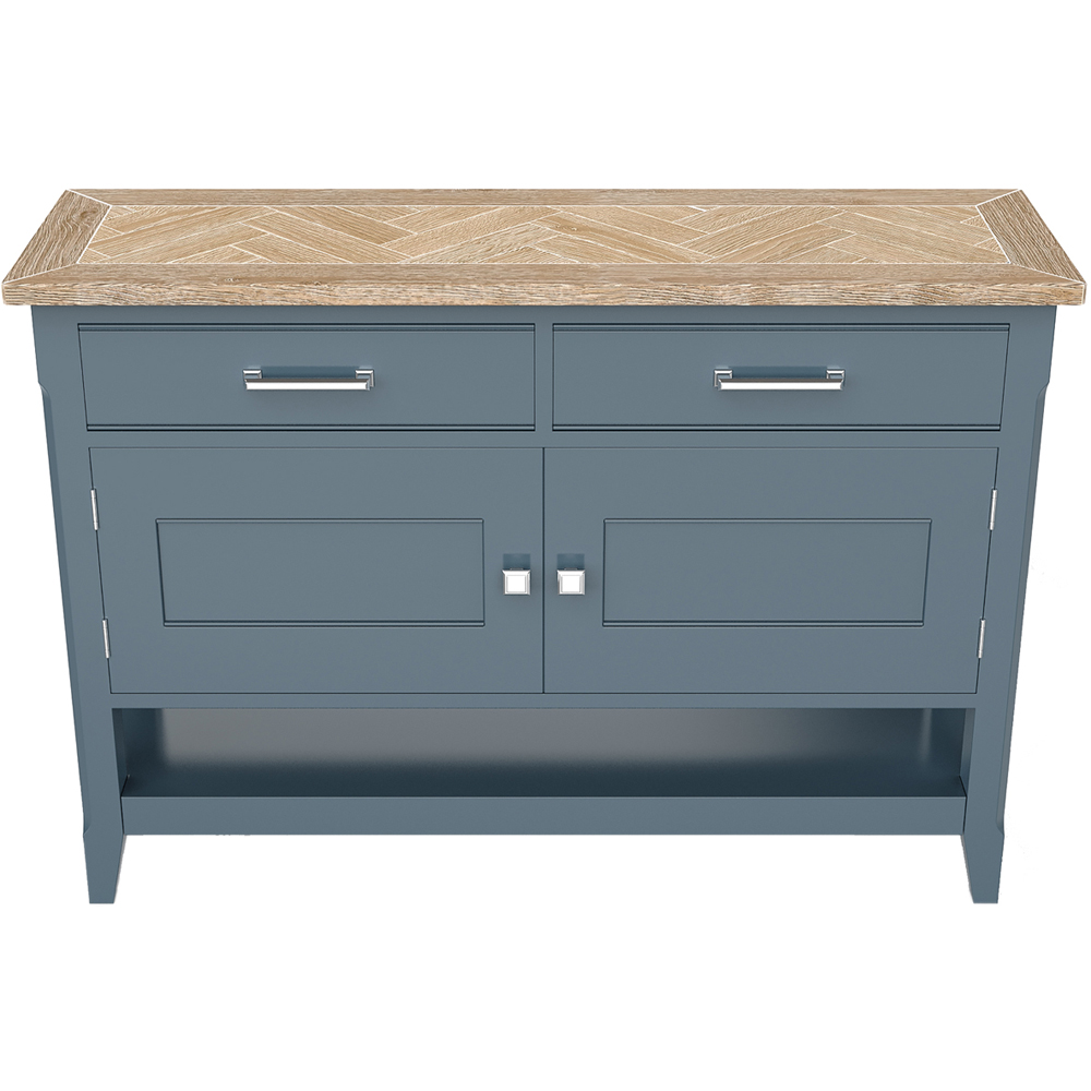 Baumhaus Signature 2 Door 2 Drawer Single Shelf Blue Small Sideboard Image 3