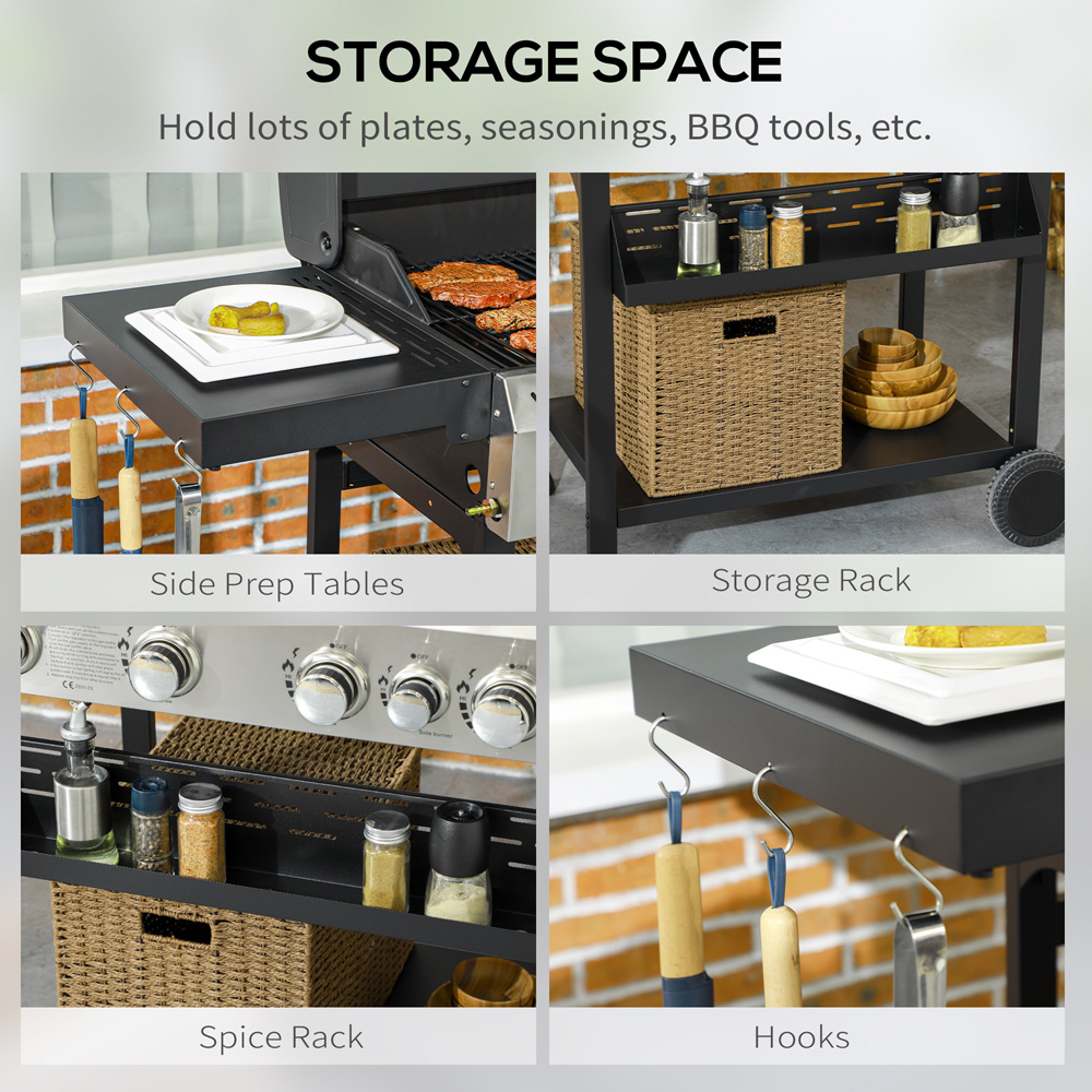 Outsunny Black 5 Burner BBQ Grill Image 6