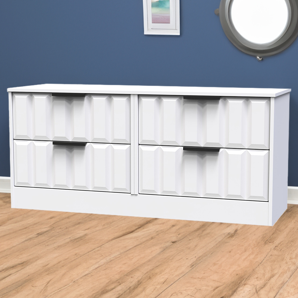 Crowndale New York 4 Drawer Matt White Chest of Drawers Ready Assembled Image 1
