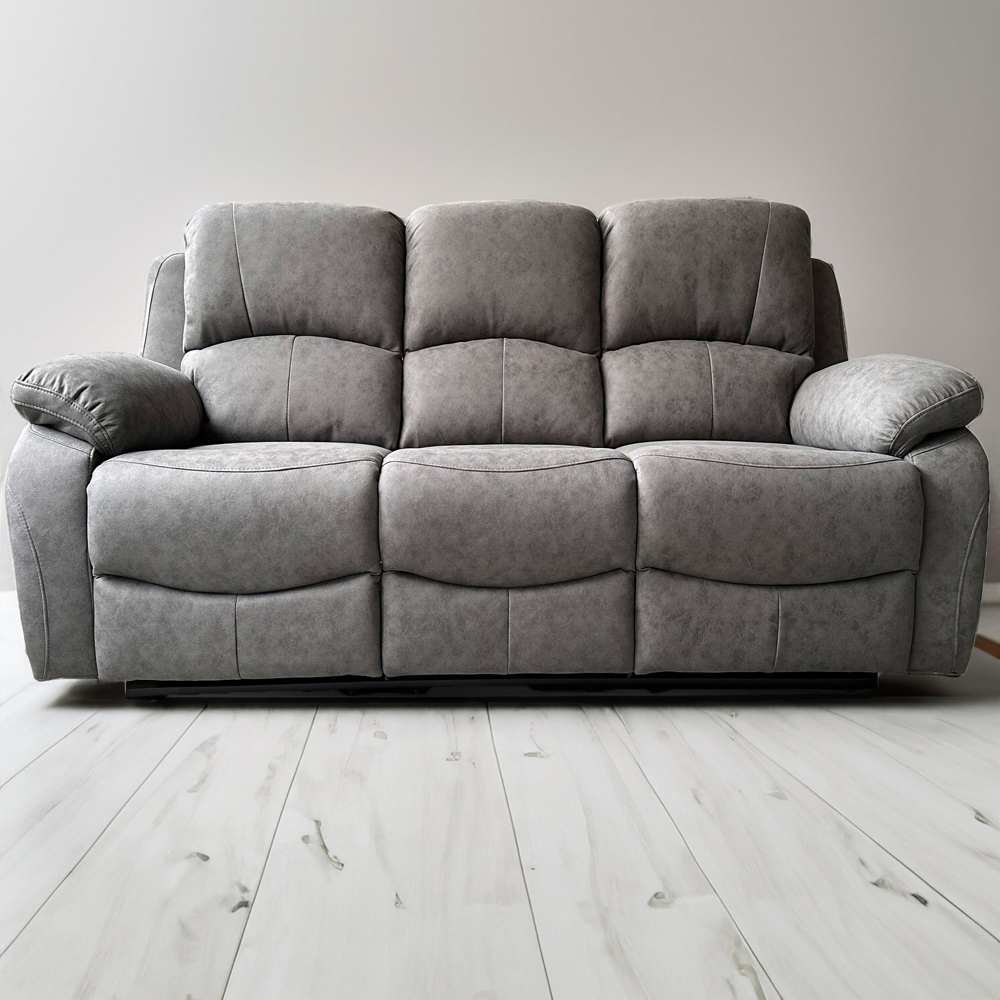Milano 3 Seater Grey Fabric Recliner Sofa Image 6