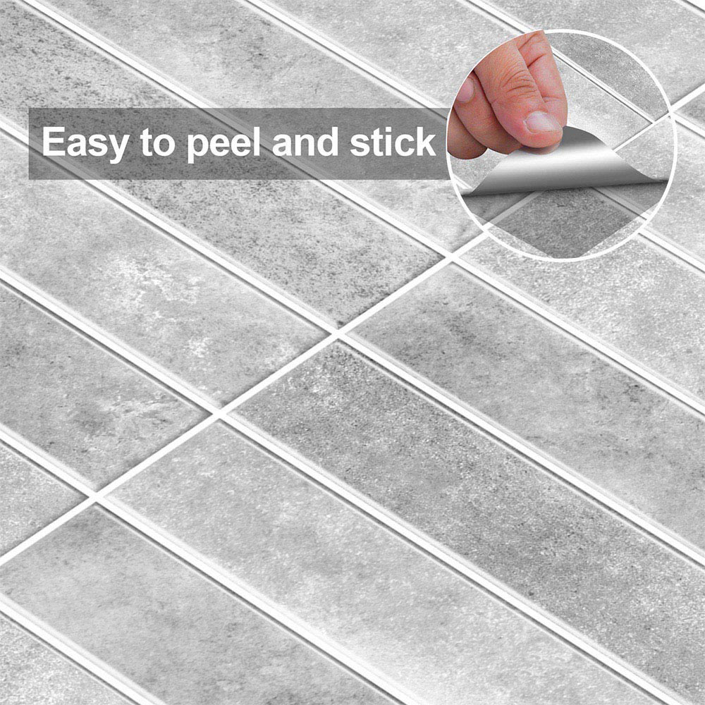 Living and Home Light Grey Peel and Stick Wall Tile Sticker 30 x 30cm 10 Pack Image 5