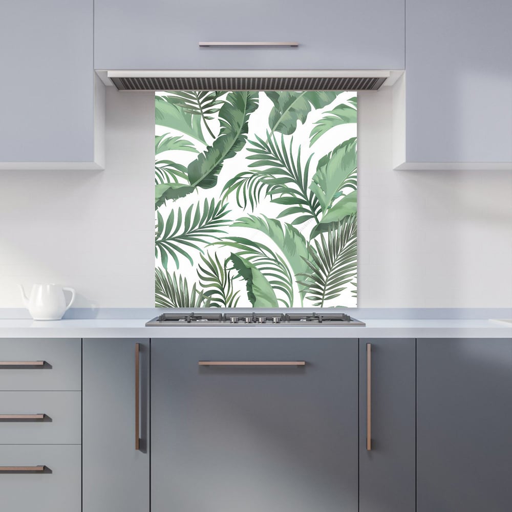 Warren Reed Designer Trendy Tropical Leaves Glass Kitchen Splashback 75 x 70cm Image 1