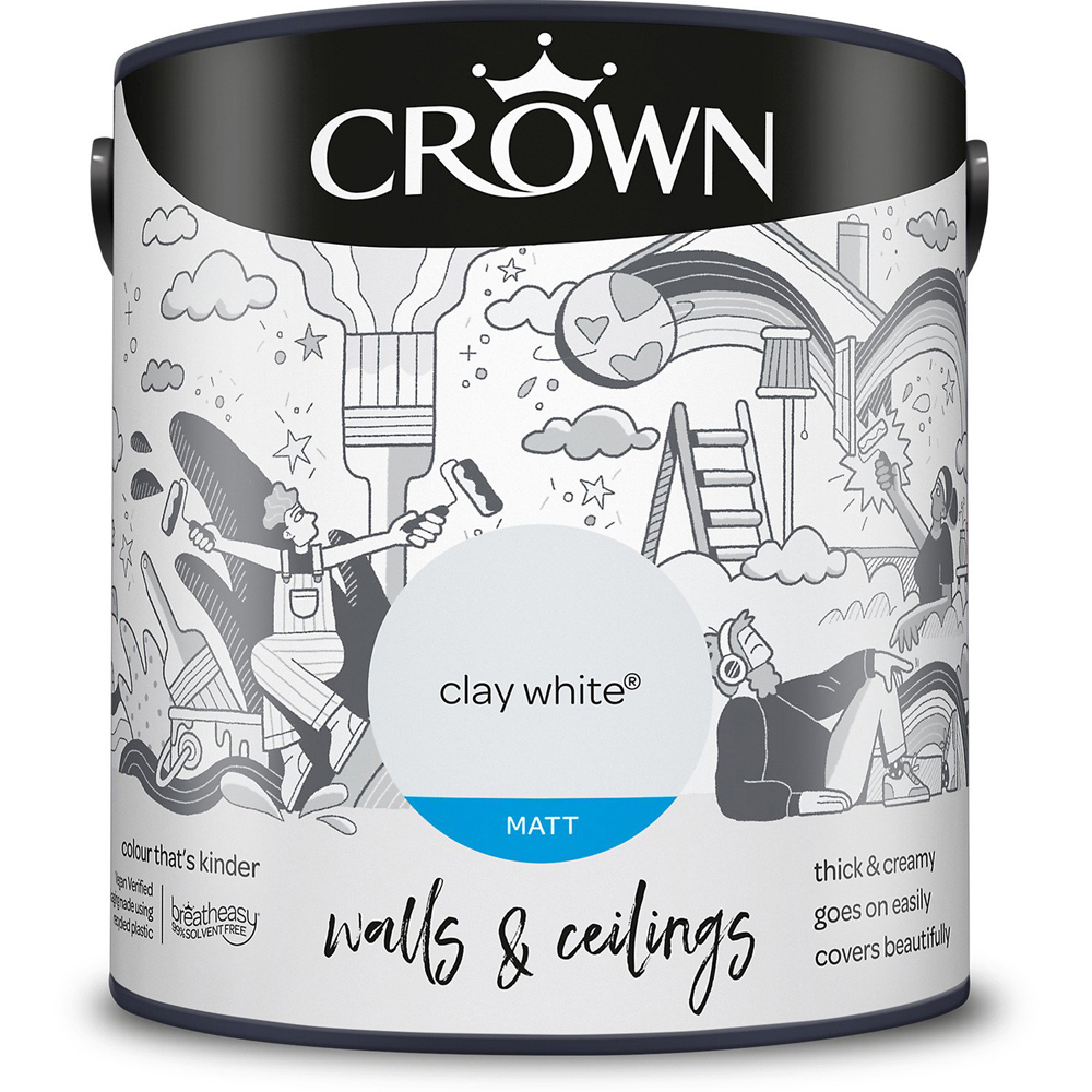 Crown Wall & Ceilings Clay White Matt Emulsion Paint Image 2