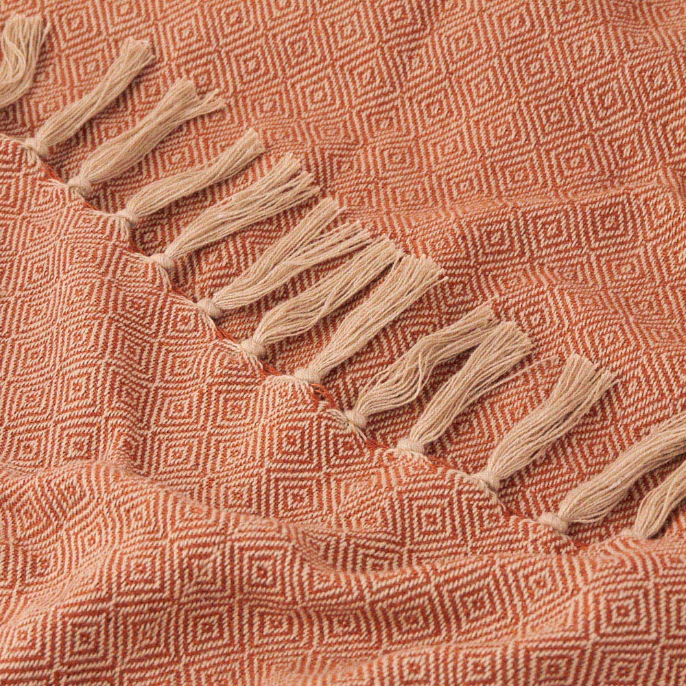Furn Dessa Orange Geometric Woven Throw 130 x 180cm Image 2
