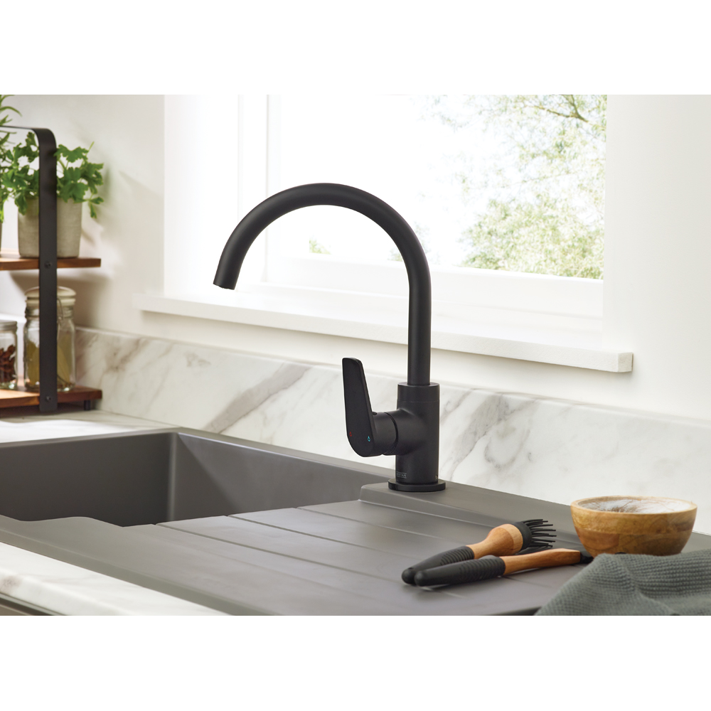 Bristan Raspberry Matt Black Easyfit Kitchen Mono Sink Mixer Tap Image 7