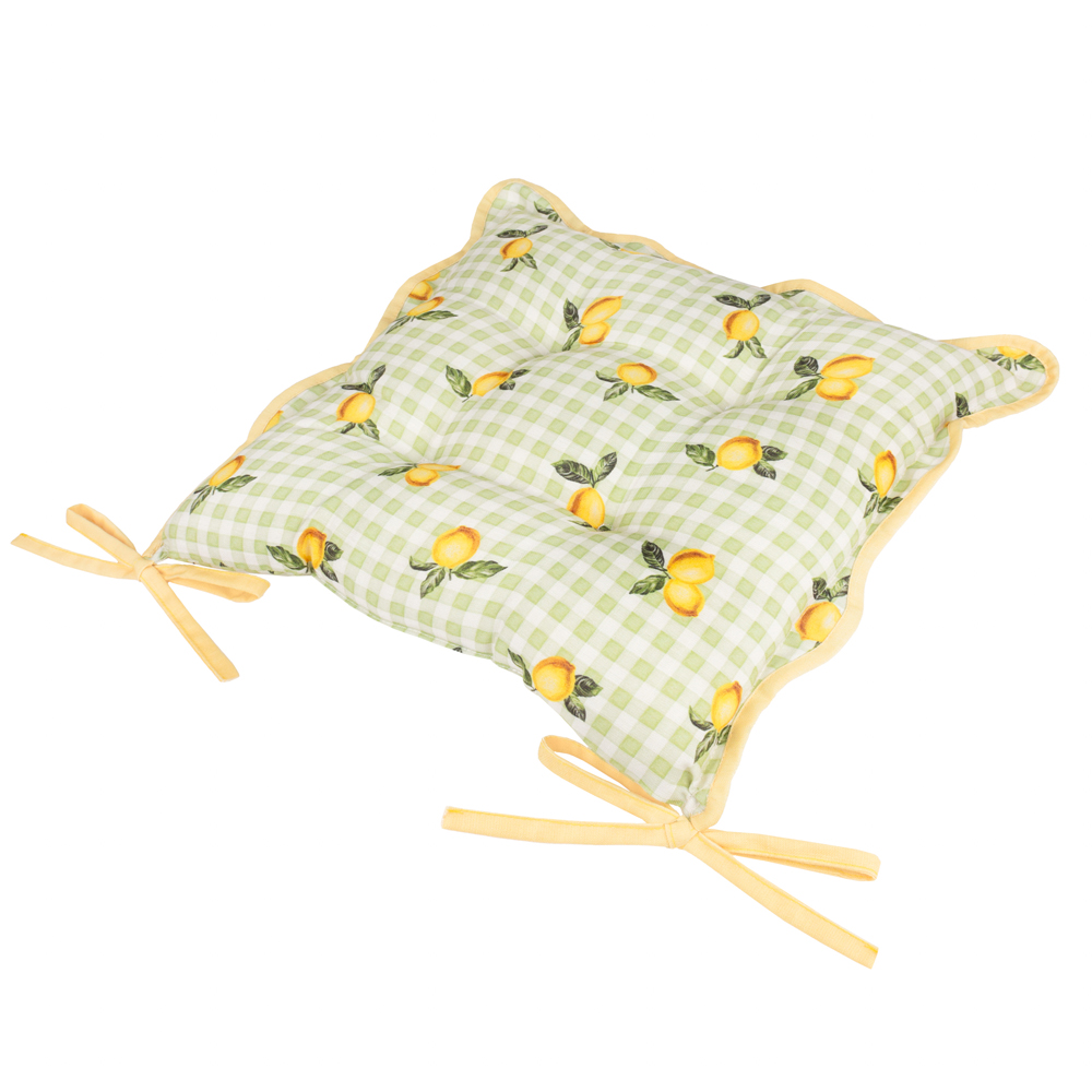 Furn Fruits Green Lemons Gingham Check Seat Pad 40 x 40cm 2 Pack Image 3