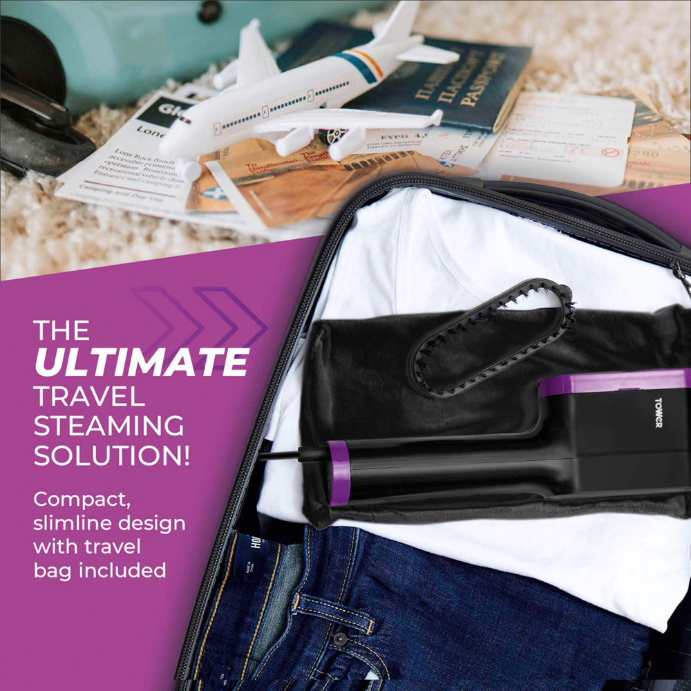 Tower Lilac and Black Digital Handheld Garment Steamer Image 6