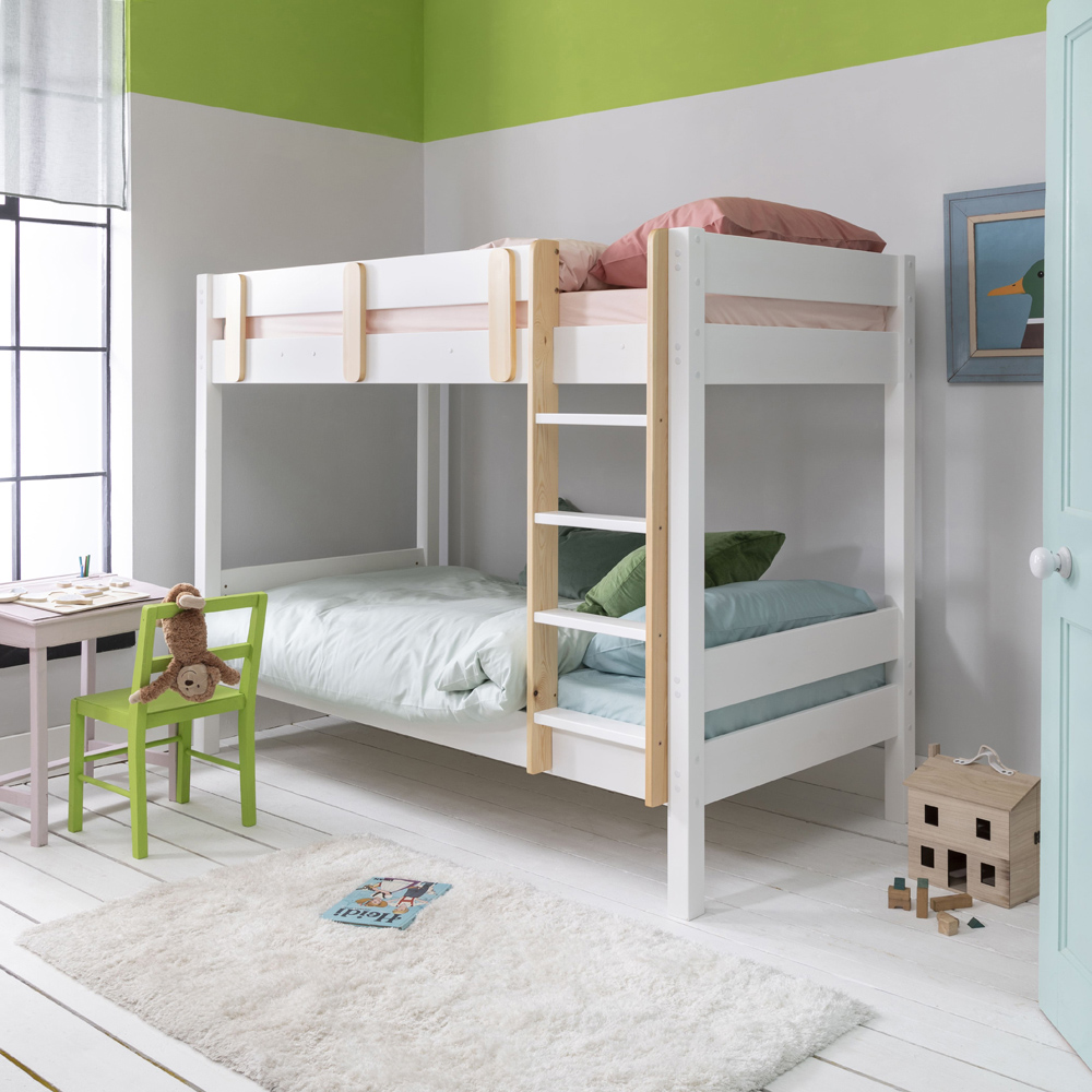 Noa and Nani Una White and Natural Pine Bunk Bed with Trundle | Homebase
