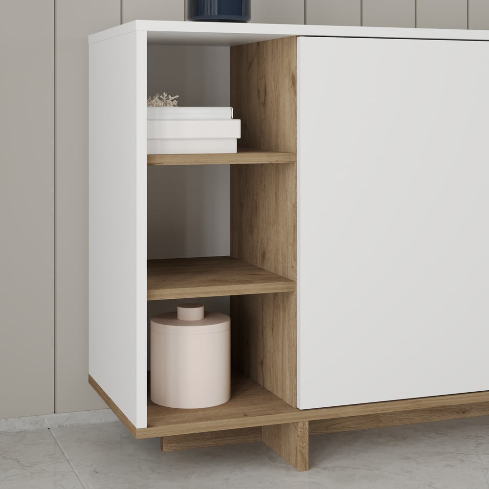 Decortie Stockton 3 Door White Oak Effect Sideboard Image 4