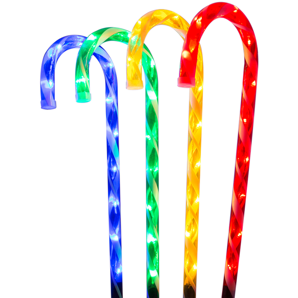 The Christmas Workshop 4 Pack 40 LED Multicolour Candy Cane Stick Garden Stake Light Image 4