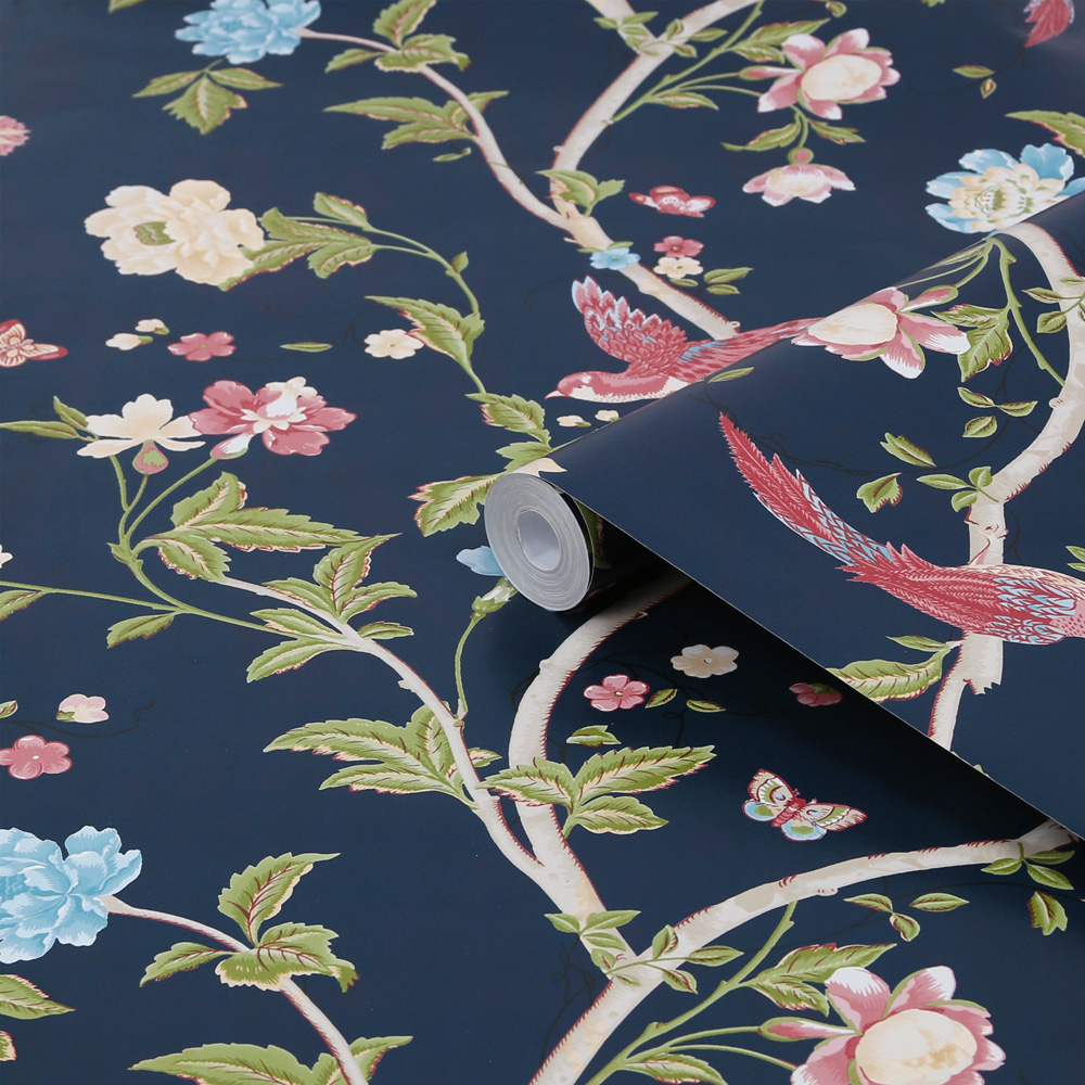 Laura Ashley Summer Palace Midnight Blue Wallpaper Image 2