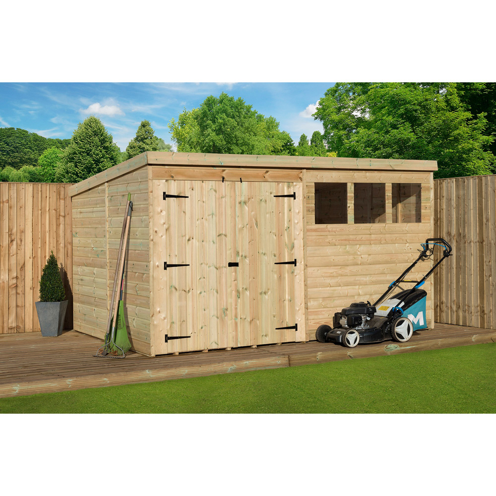 Empire Sheds 4000 12 x 8ft Double Door Tongue and Groove Wooden Pent Garden Shed Image 3