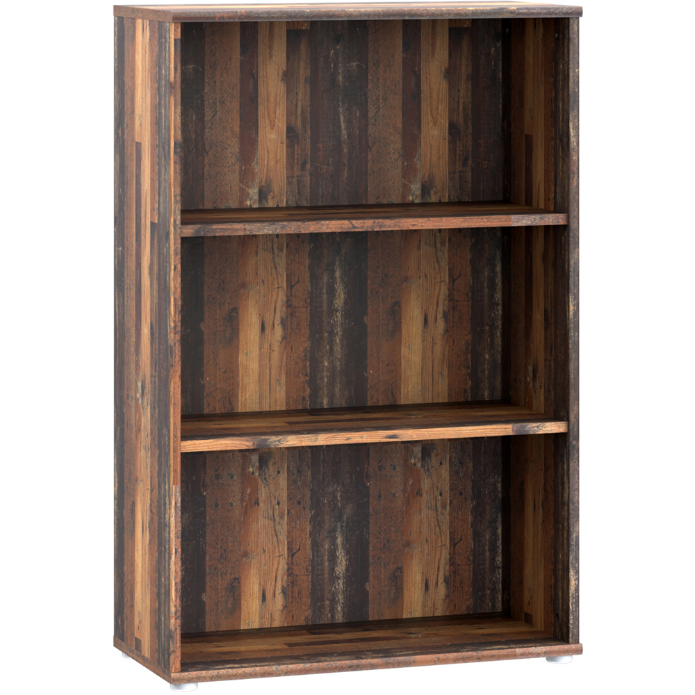 Florence Essential 2 Shelf Vintage Oak Tall Wide Bookcase Image 2
