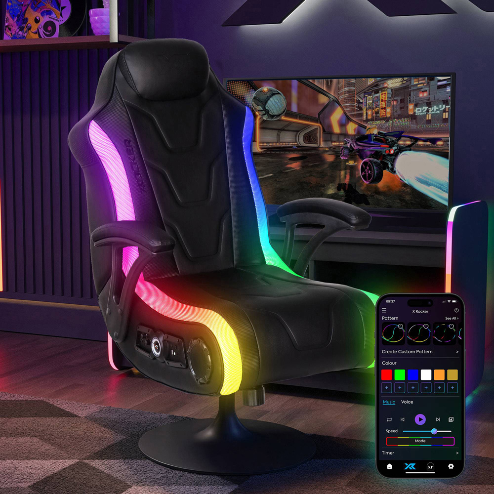 X Rocker Monsoon Sync App Controlled LED Black Gaming Chair Image 2
