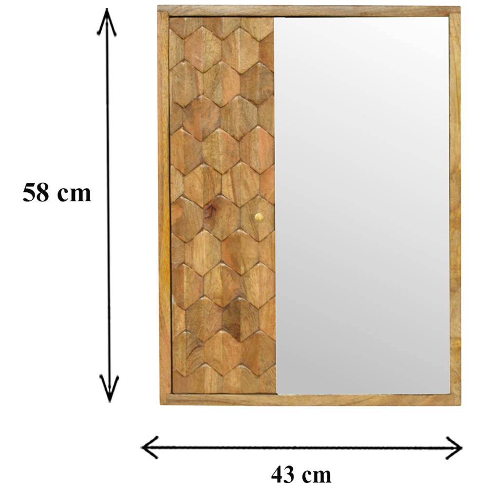 Artisan Furniture Oak-ish 2 Door Solid Wood Pineapple Carved Mirrored Cabinet Image 9