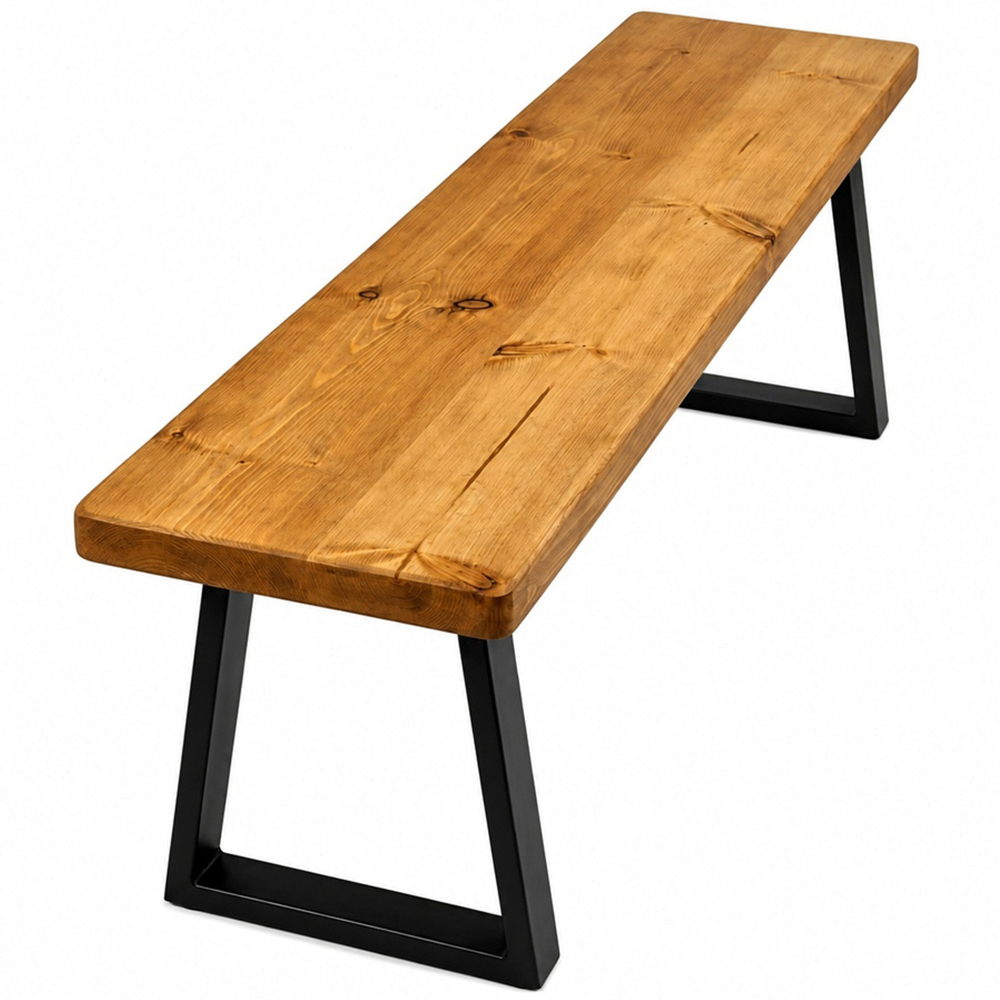Homebase Mid Oak Redwood Sleek and Slender Bench 90cm Image 2