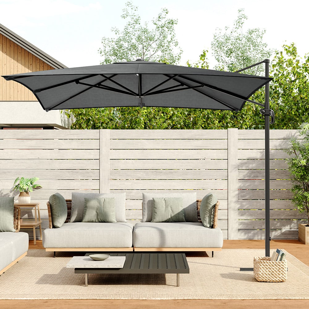 Living and Home Dark Grey Square Rotating Tilt Cantilever Parasol with Cross Image 5