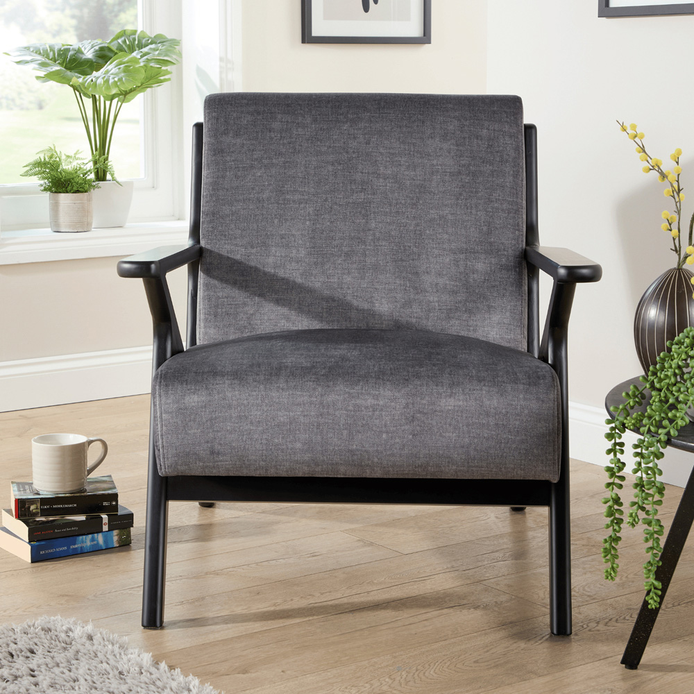 Home Source Cavera Graphite and Black Accent Chair Image 7