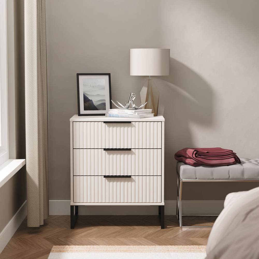 Crowndale Fluted 3 Drawer Kashmir Matt Midi Chest of Drawers Ready Assembled Image 7