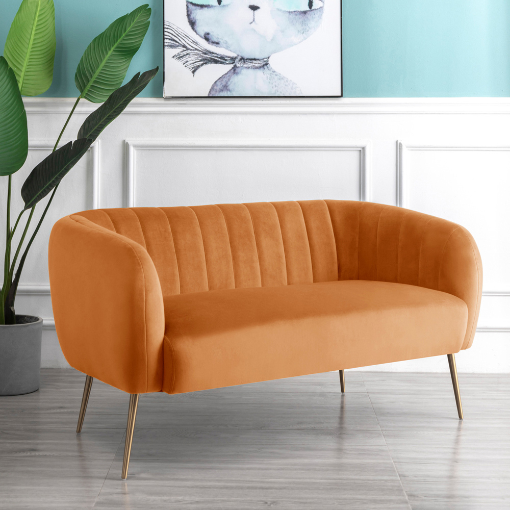 Matilda 2 Seater Orange Velvet Sofa Image 4