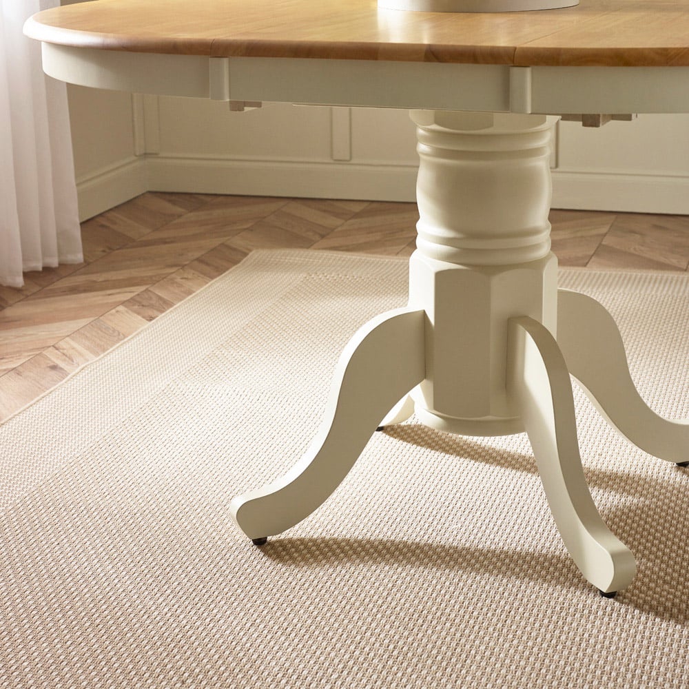 Furniturebox Fowey Marros 6 Seater Wooden Extending Dining Set Cream and Oak Effect Image 3