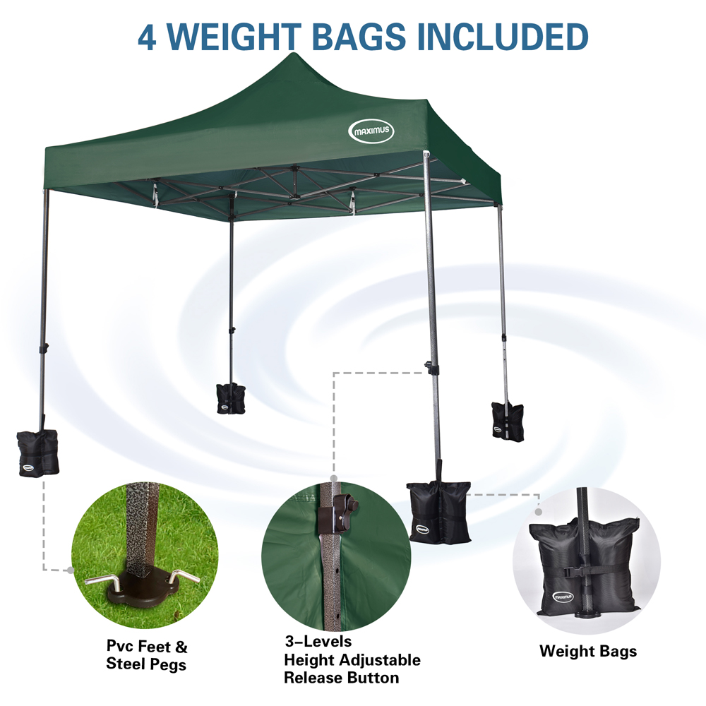 Maximus Green Pop Up Outdoor Gazebo with Removable Sides 3 x 3m Image 5