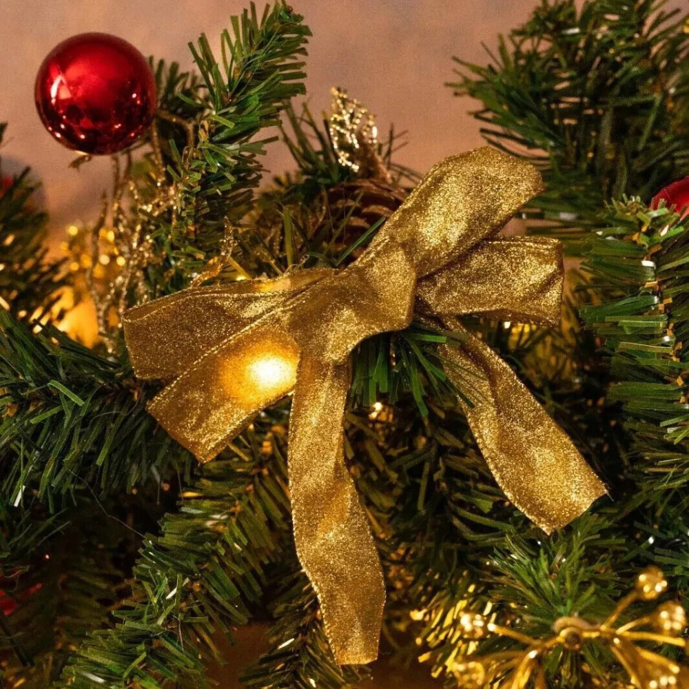 Marco Paul Artificial LED Christmas Garland with Red and Gold Decorations 180cm Image 5