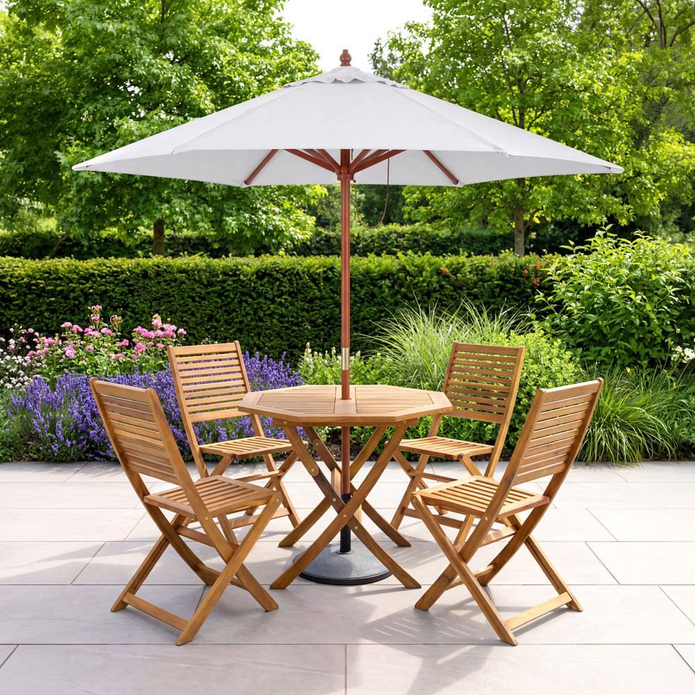 Charles Bentley Grey Wooden Parasol 2.4m Image 2