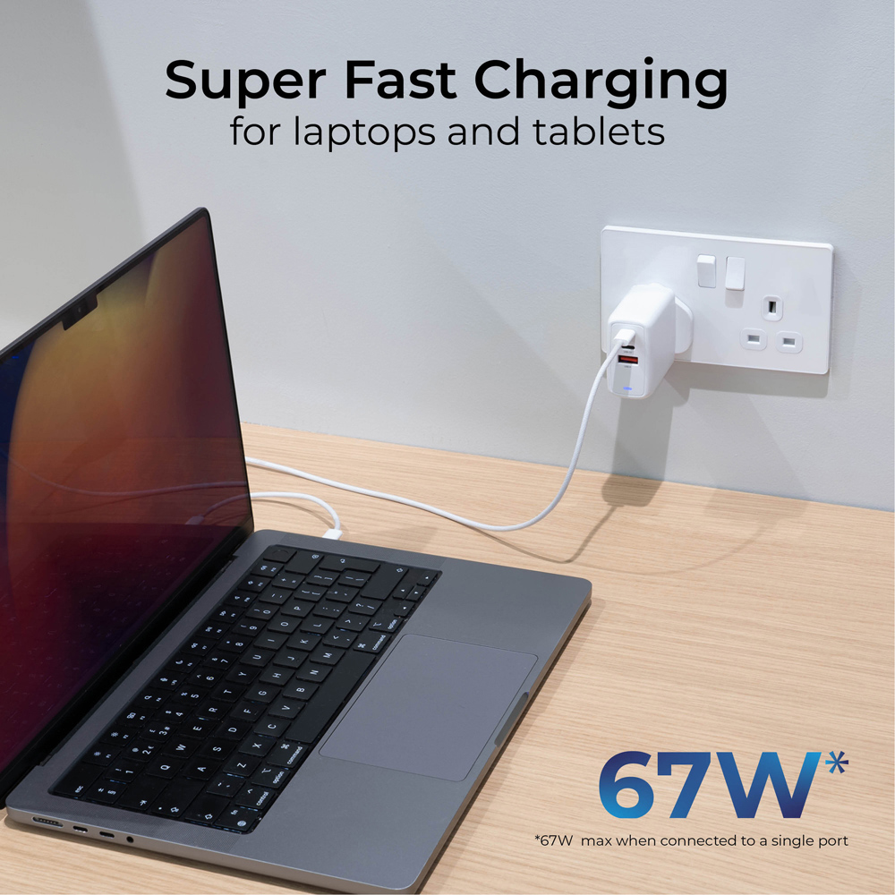 Masterplug White USB TYPE A and C Charger 67W Image 7