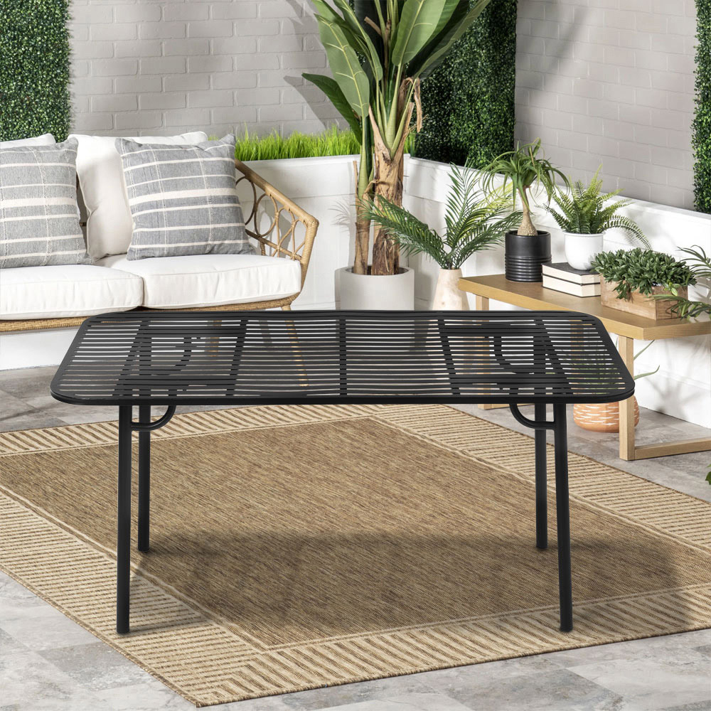 Living and Home Black Rectangular Outdoor Garden Metal Table Image 8