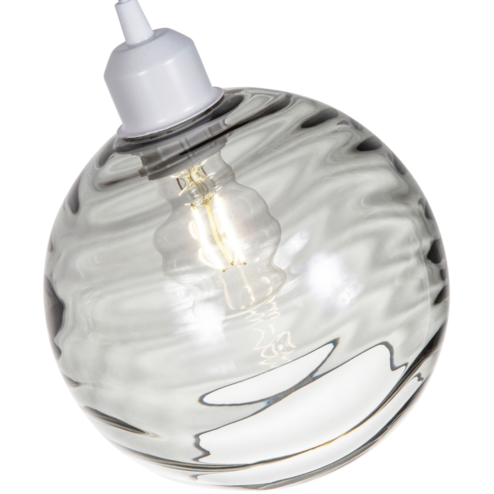 Happy Homewares Designer Smoked Circular Ribbed Glass Non Electric Pendant Shade Image 3