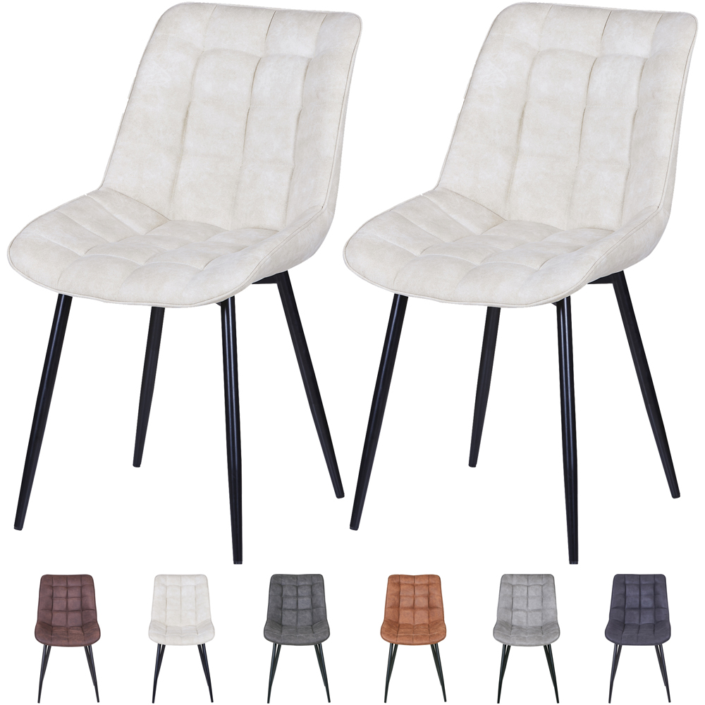 Alba Set of 2 Beige Suede Effect Plush Padded Dining Chairs Image 7