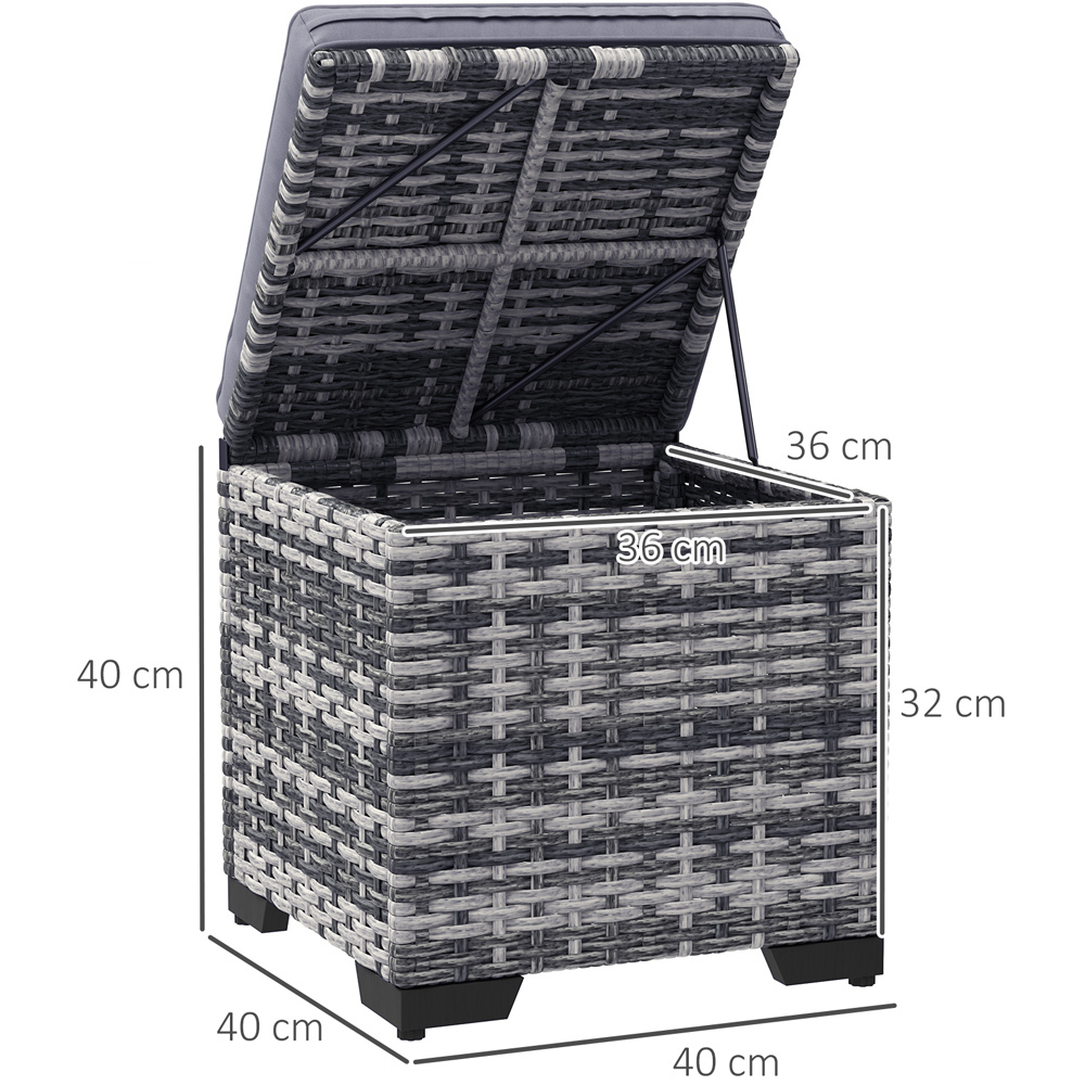 Outsunny Dark Grey Rattan Footstool with Storage Set of 2 Image 9