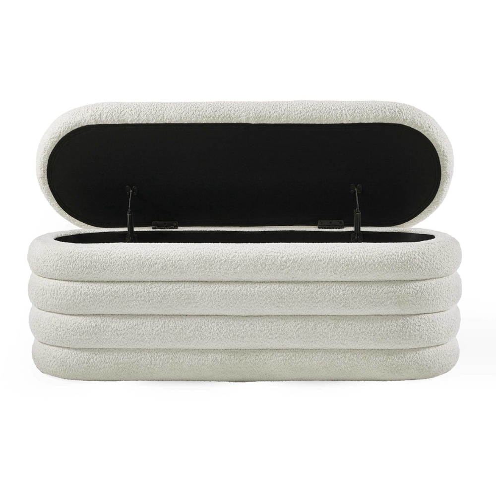 Julian Bowen Hailey Ivory Boucle Upholstered Ottoman Bench Image 3