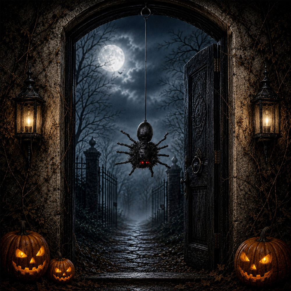Samuel Alexander Ash Dropping Dangling Animatronic Spider Halloween Decoration 2ft 3 Pack Image 6