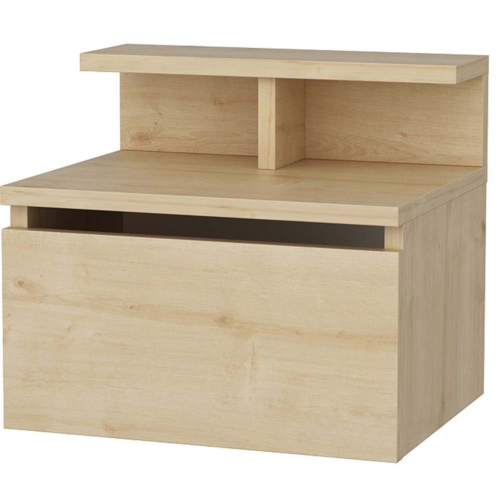Decorotika Alice Single Drawer Single Shelf Oak Floating Bedside Table Image 2