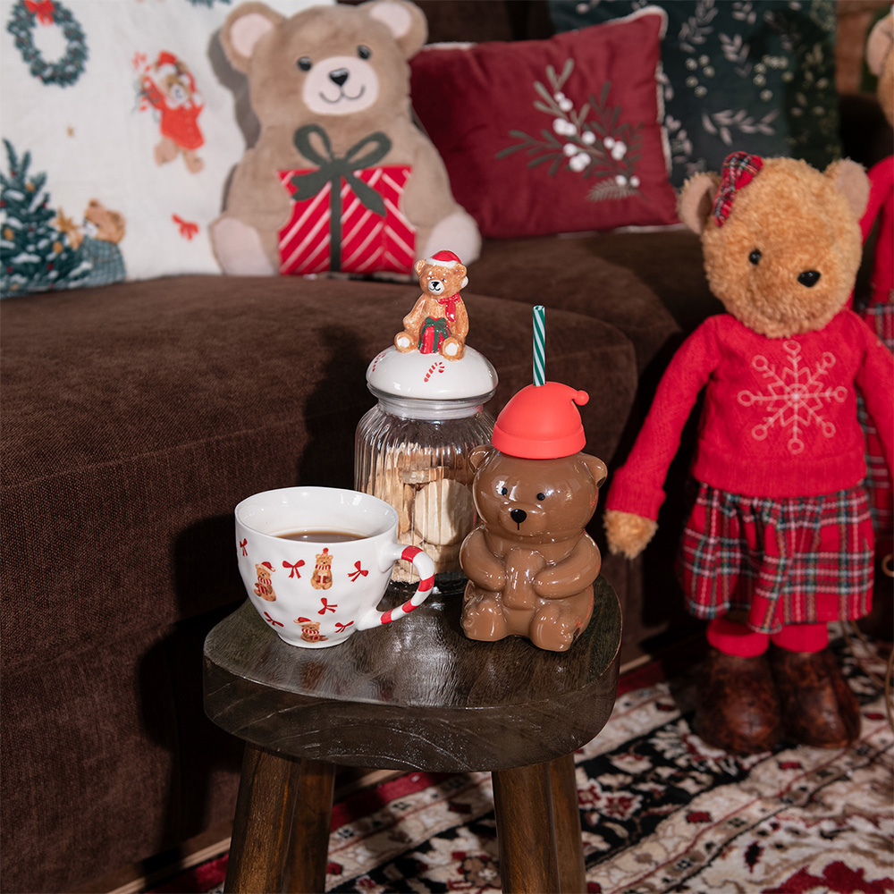 Glass Storage Jar with Teddy Bear Lid Clear Image 3