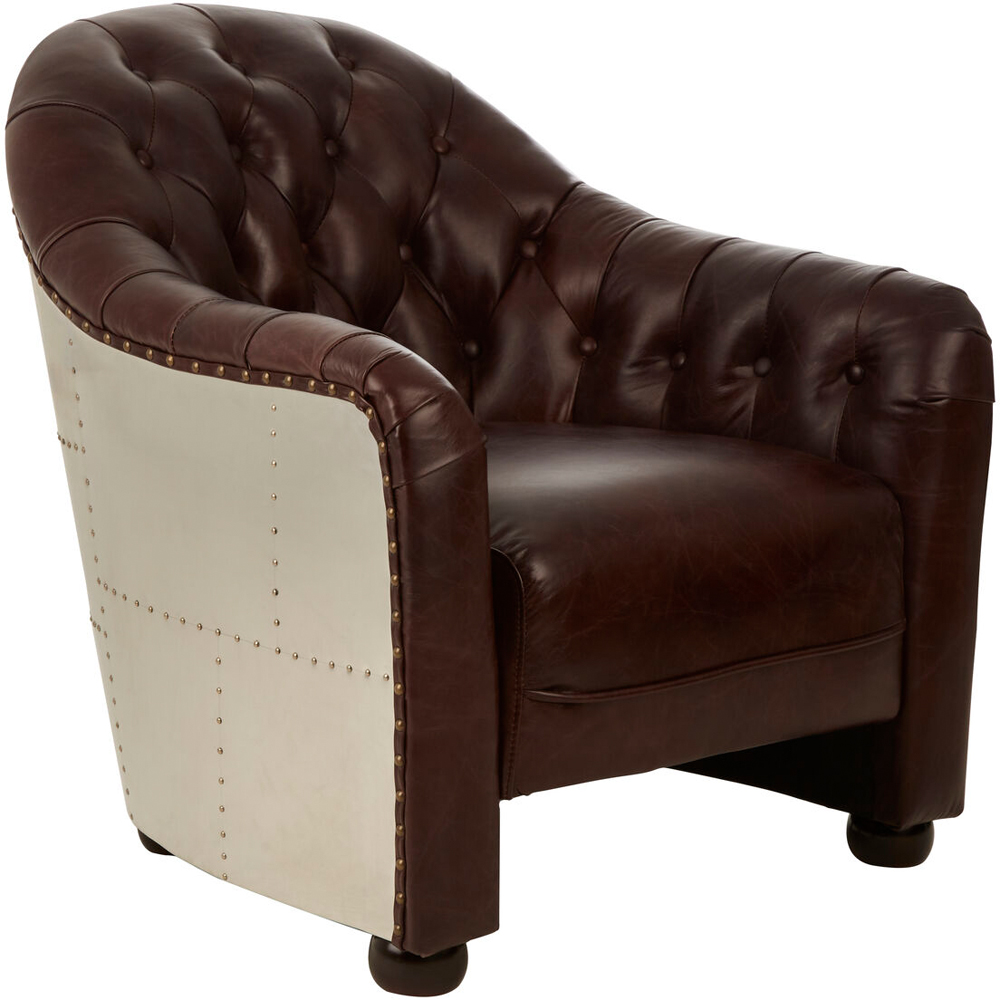Premier Housewares Victor Brown Leather Tub Chair Image 2